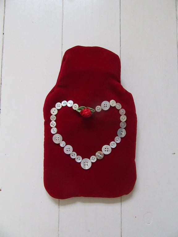 Red velvet hot water bottle cover