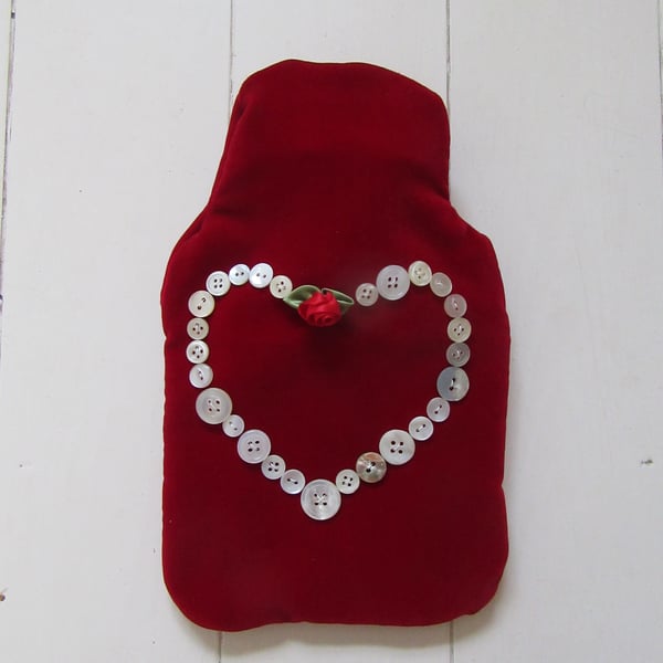 Red velvet hot water bottle cover