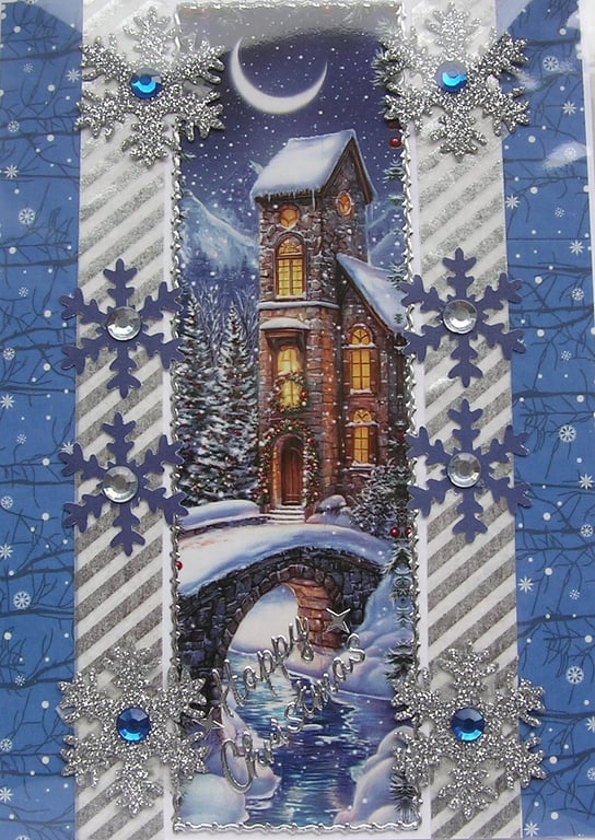 Hand Crafted Decoupage Chistmas Card - Happy Christmas (3405) Welcome Home