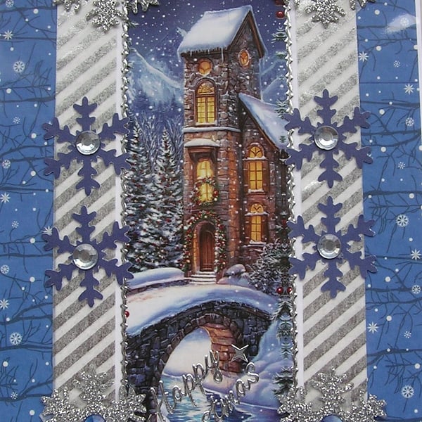 Hand Crafted Decoupage Chistmas Card - Happy Christmas (3405) Welcome Home