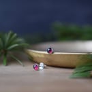 Rhodolite Garnet Semi Precious Stone & Sterling Silver Studs