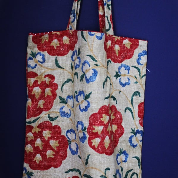 Floral shopper bag made from Sanderson 'Marrakesh' fabric - free postage