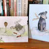 Greeting Cards Dog card Bunny Rabbit Card Blank Art Cards