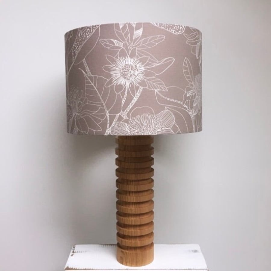 Handmade neutral floral fabric drum lampshade