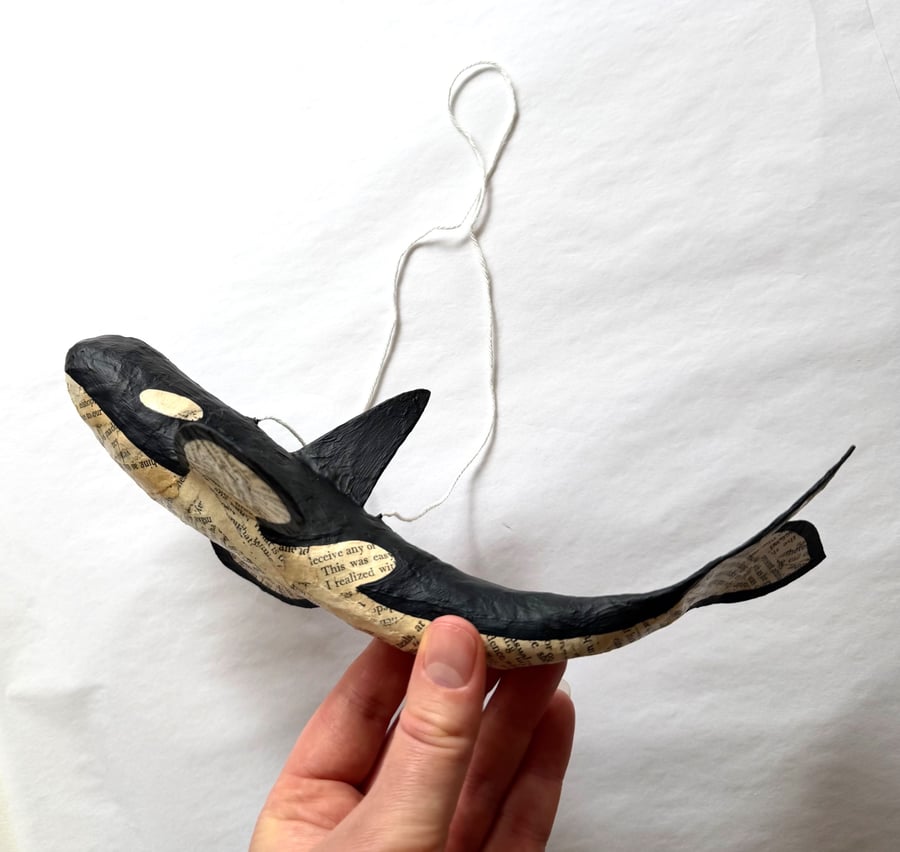 Storybook Killer Whale, Whimsical Orca Hanging MADE TO ORDER