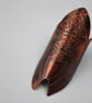 medieval etched shield ring - copper ring - armour ring, double prong - Image 1