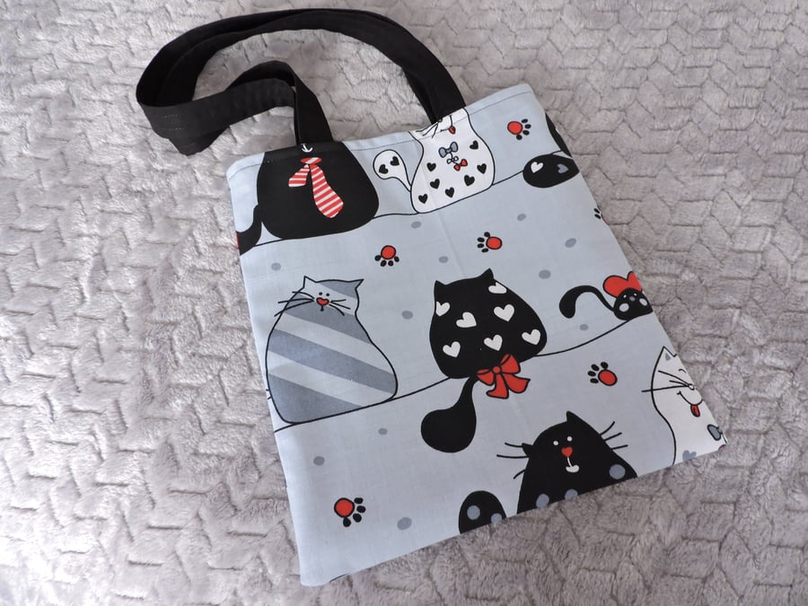 Small Tote Bag Caricature Cats Seconds Sunday