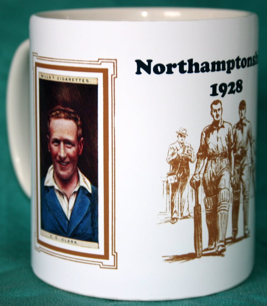 Cricket mug Northamptonshire Northants 1928 cricket counties vintage design mug