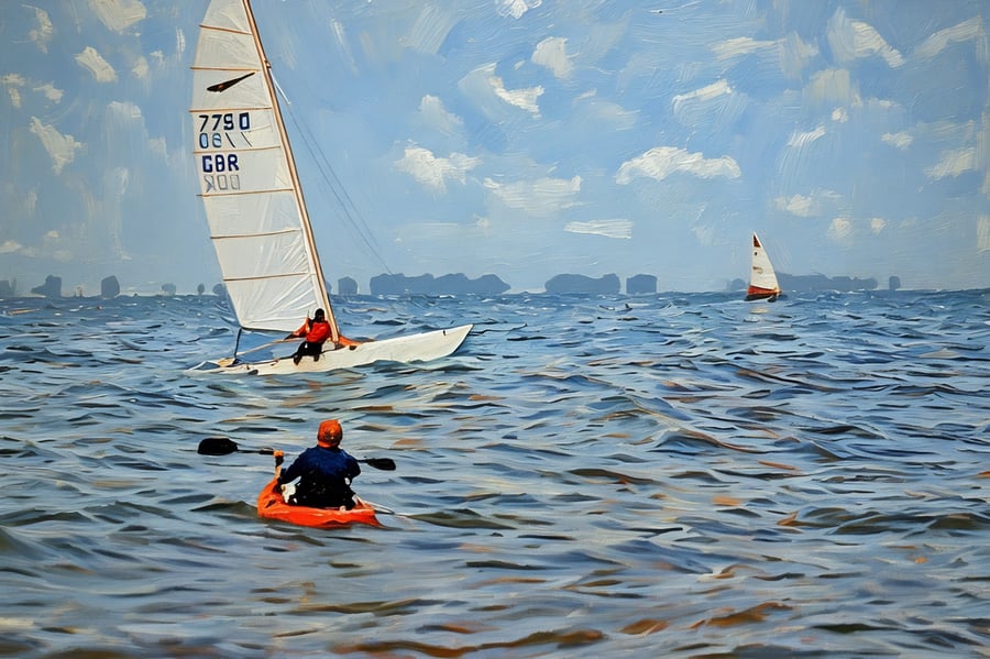 Snettisham Beach Boats on Sea A5 Greeting Card 