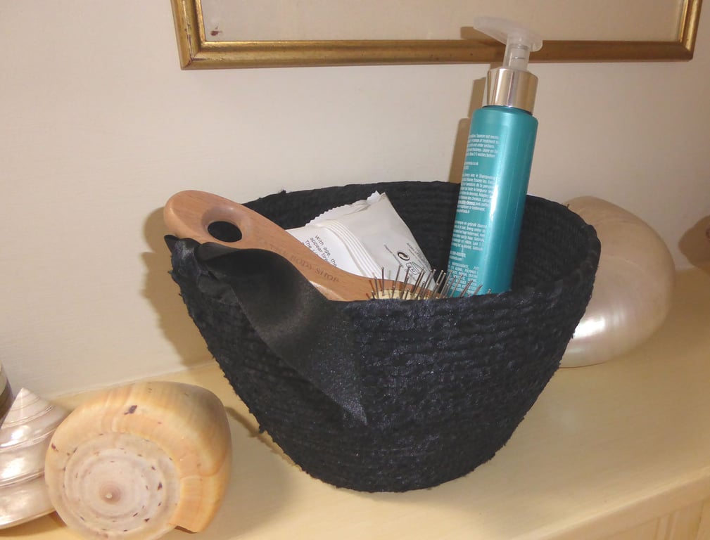 Black satin basket - a monochrome delight