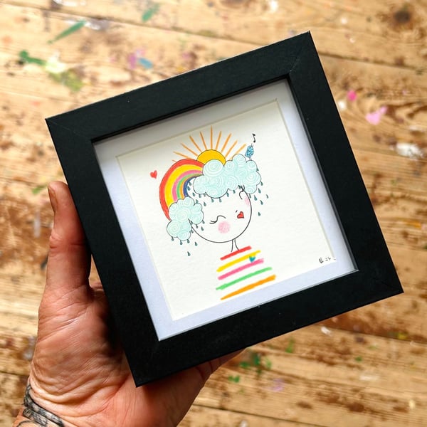 Rain - Framed Original Mini Illustration
