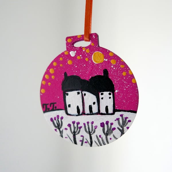 Pink Christmas Decoration, Rustic Winter Decor, Wintry Landscape