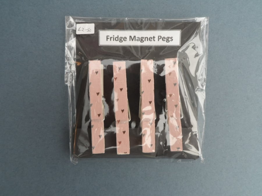 Decoupaged fridge magnet pegs (pink)