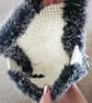 Handmade Black & White Fluffy Handbag with Shoulder Strap - Snow Leopard - Image 3