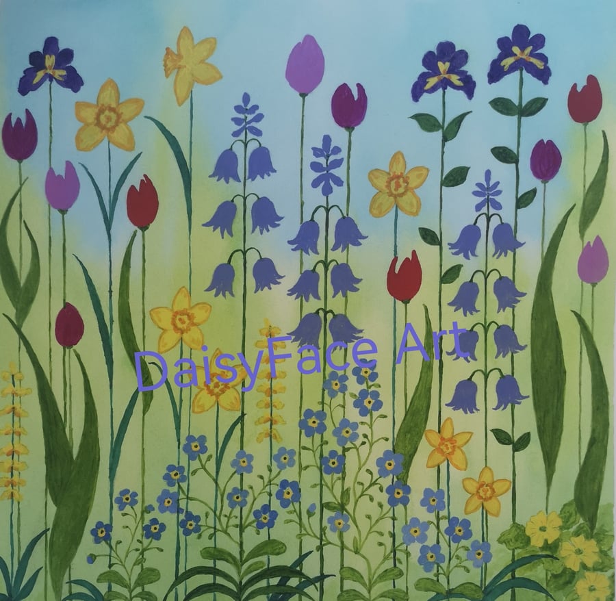 Hopeful Spring Flowers - Giclee print of original painting by Elaine Curtis