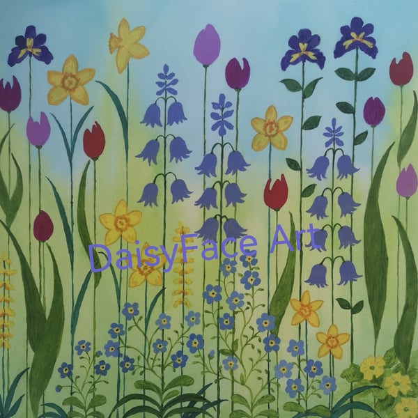 Hopeful Spring Flowers - Giclee print of original painting by Elaine Curtis