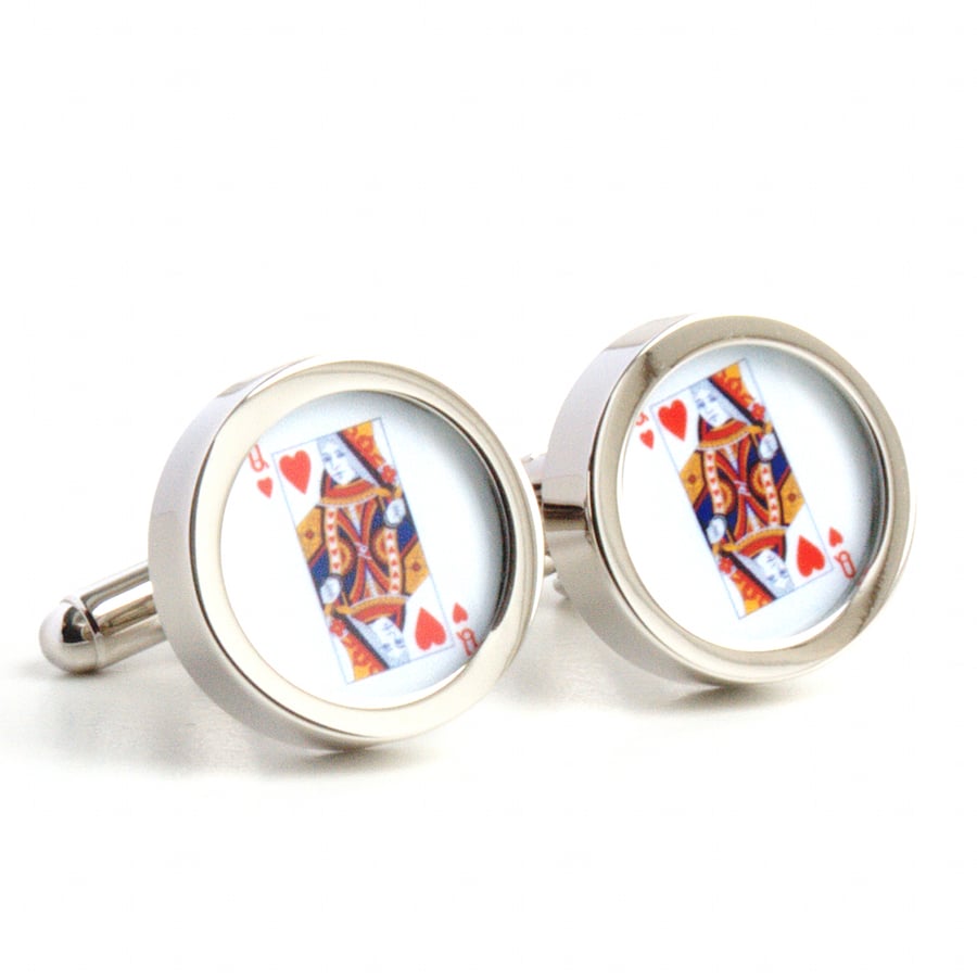 Queen of Hearts Cufflinks in a Contemporary Design