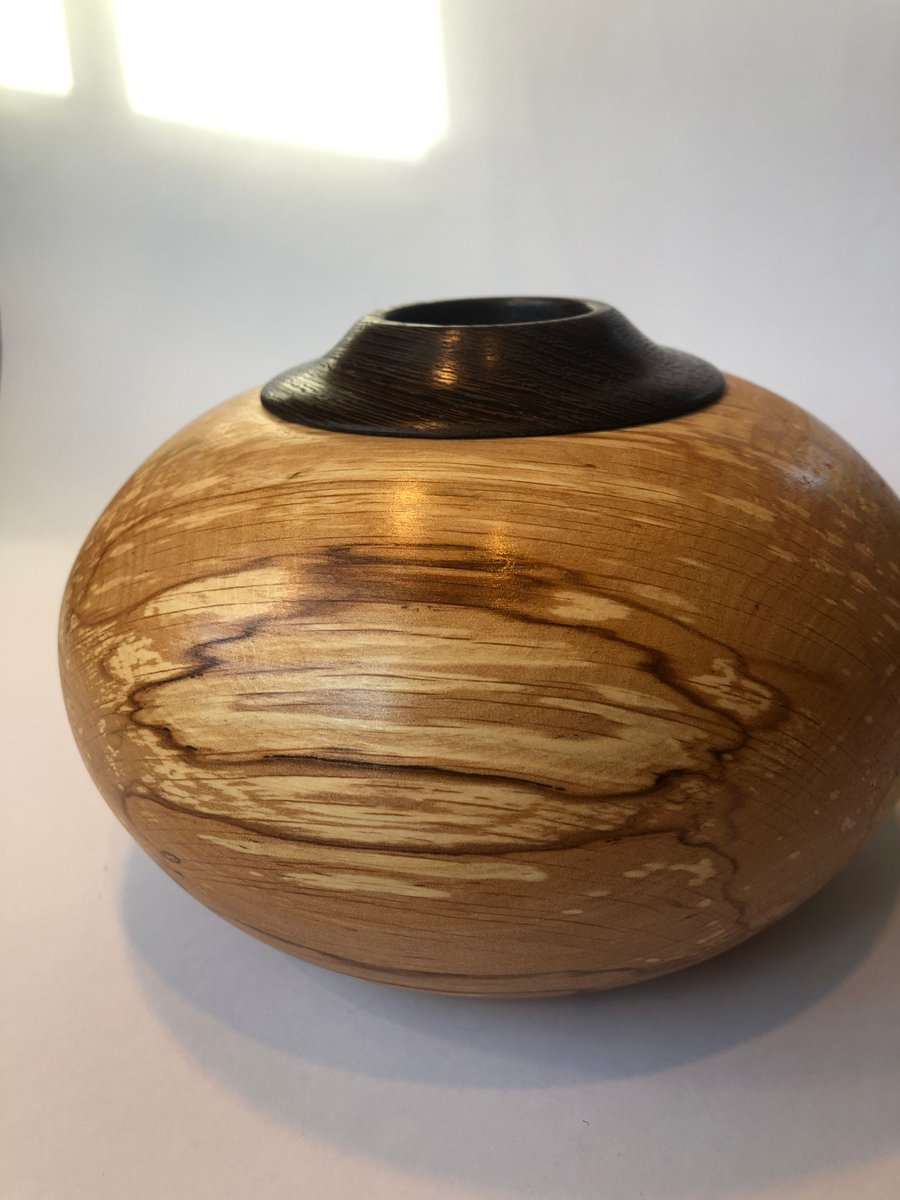 Hand turned hollow form decorative piece made from spalted Alder wood.