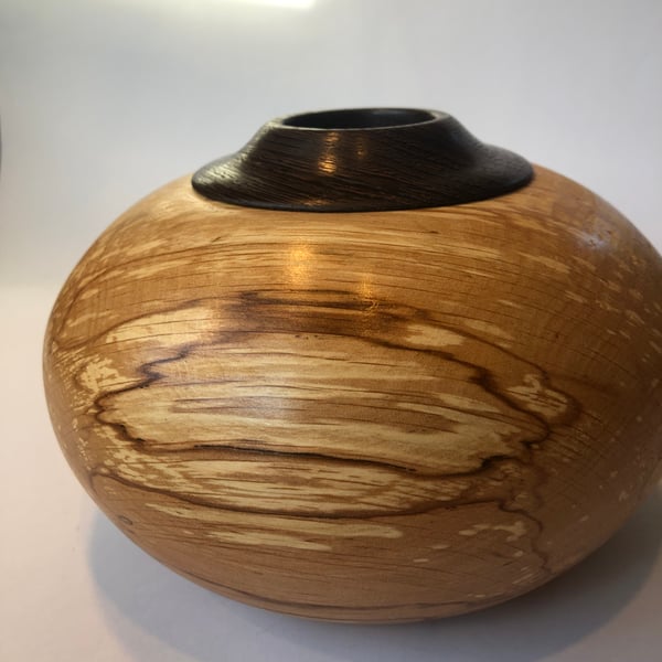 Hand turned hollow form decorative piece made from spalted Alder wood.