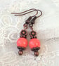 Living coral jade and copper earrings - Image 4