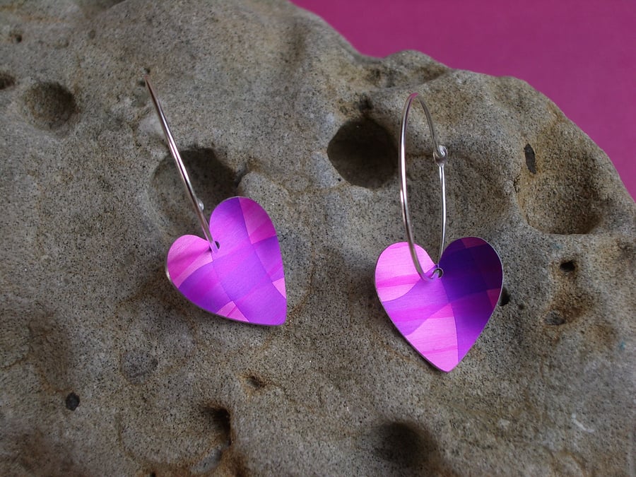 SALE! Purple and pink heart earrings