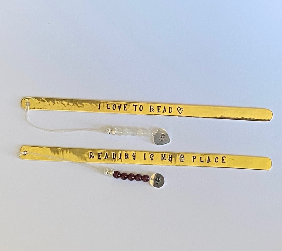 Customer Order Bookmarks, Stamped Brass with Birthstones & Silver Charm
