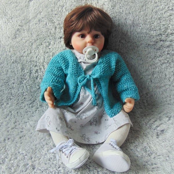 Hand Knitted Baby Jacket, Unisex Baby Cardigan, Tie-Front Baby Cardy, 0-3 Months