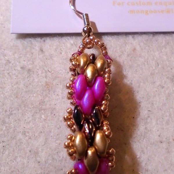 Brickwork-pattern bead earrings (customisable)