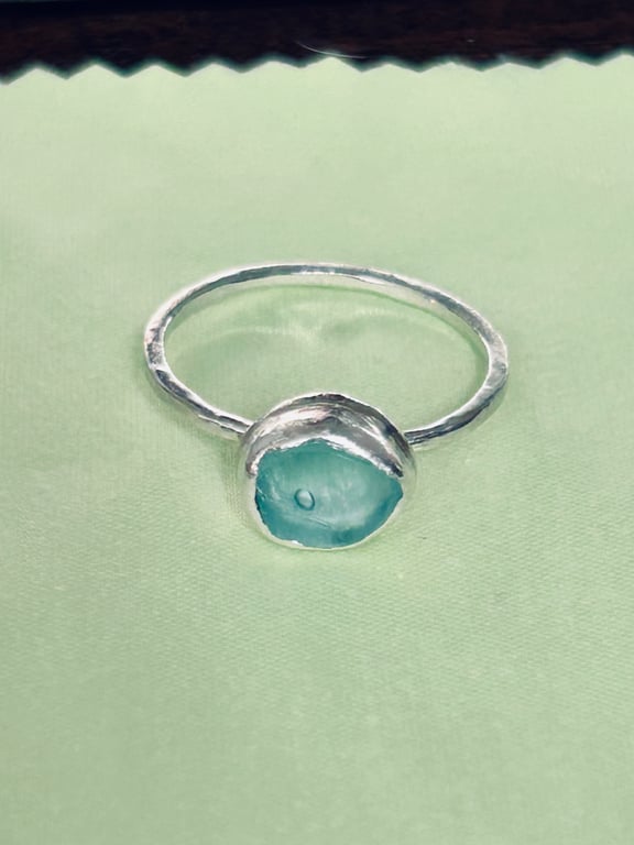 Sterling Silver Sea Glass Ring Size S - T Gift Boxed