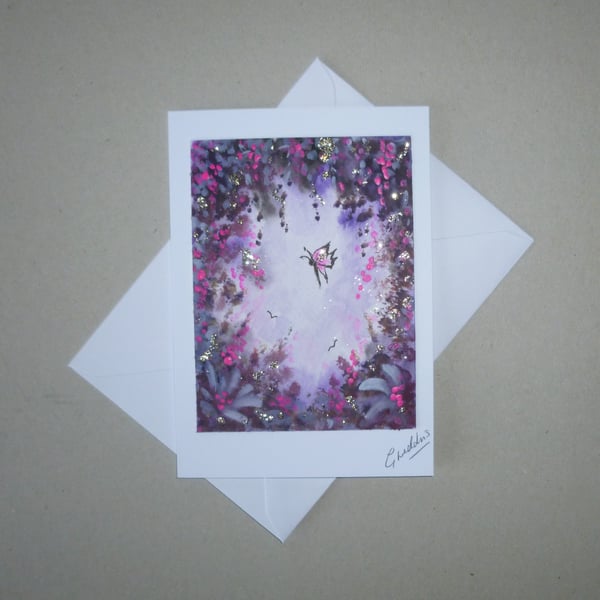 original art hand painted fantasy greetings card ( ref FA 657 J1 )