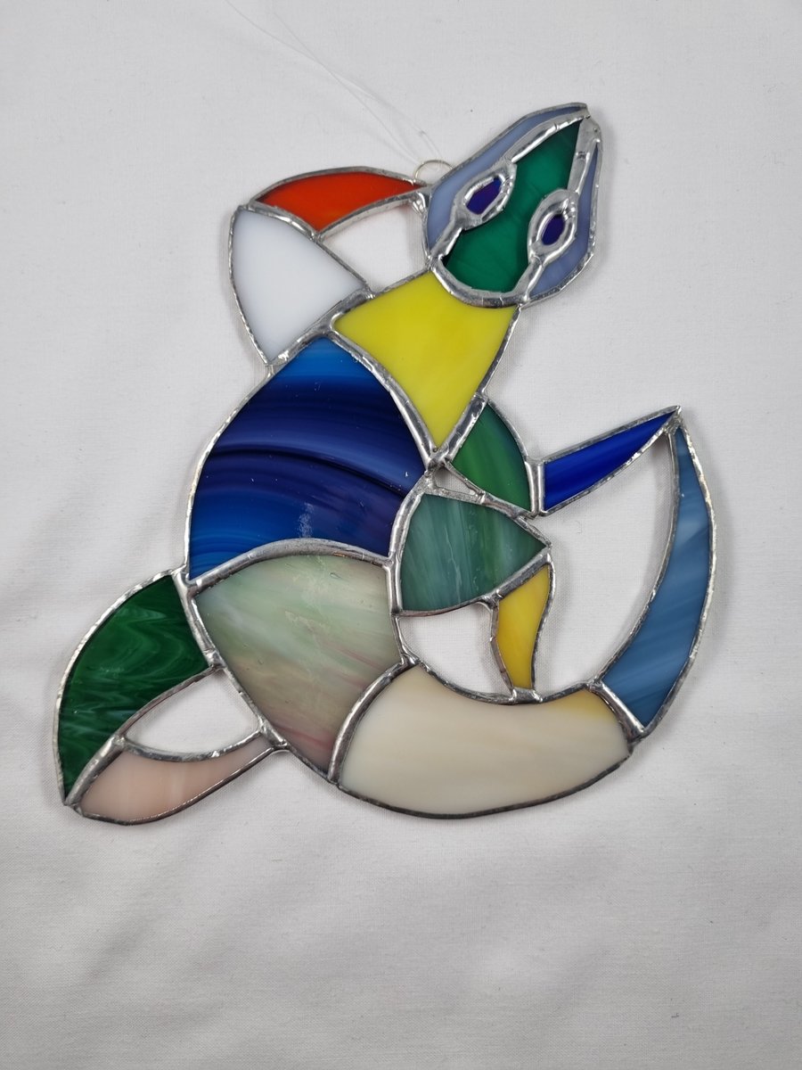 515 Stained Glass Chameleon - handmade hanging decoration.