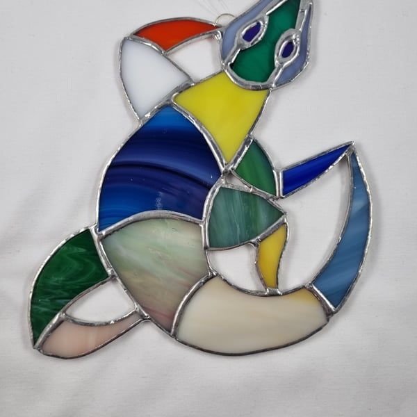 515 Stained Glass Chameleon - handmade hanging decoration.