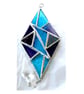 Stained Glass Diamond Suncatcher Handmade Turquoise Purple Triangles  - Image 4