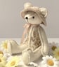 Goldwork embroidered artist bear, one of a kind collectable teddy bear 