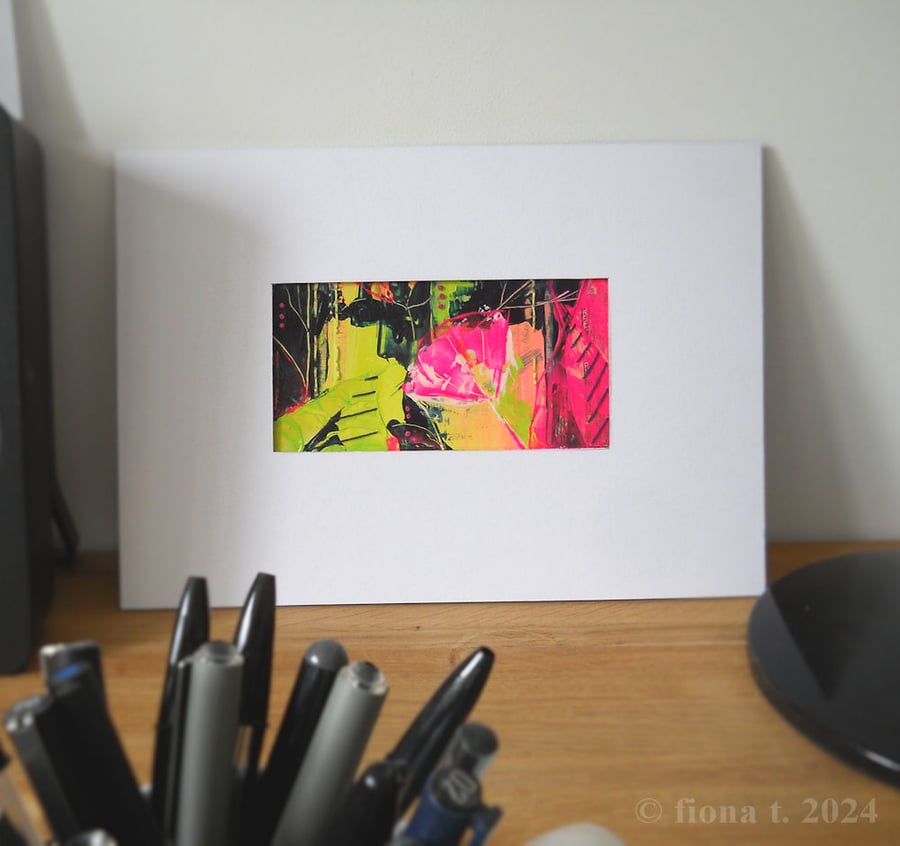 original acrylic painting embroidered abstract floral 