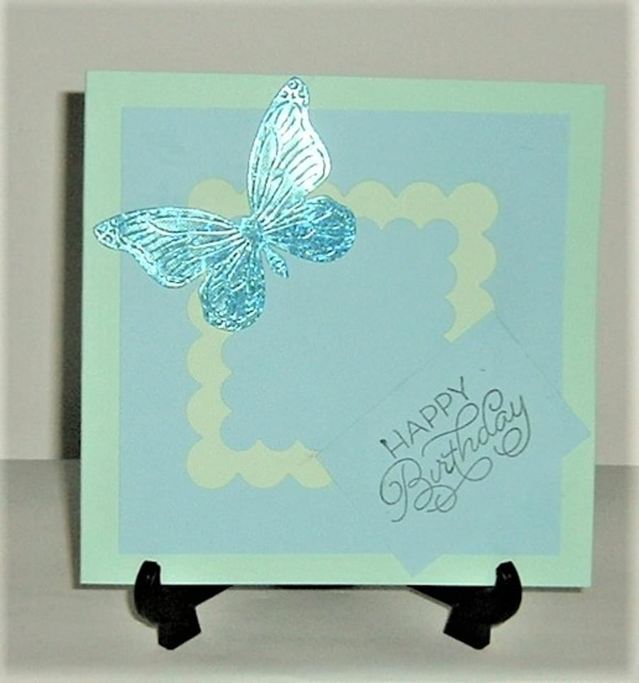 hand crafted butterfly Birthday card ( ref F 471 )