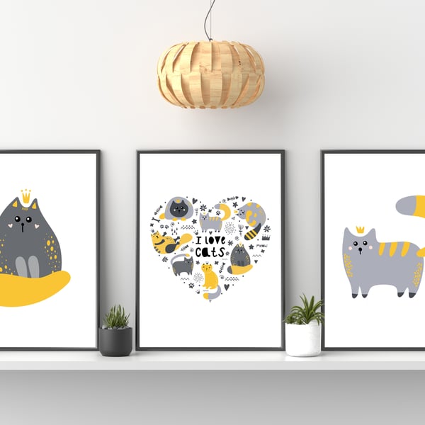Cats wall prints, Cats wall art, cats wall decor
