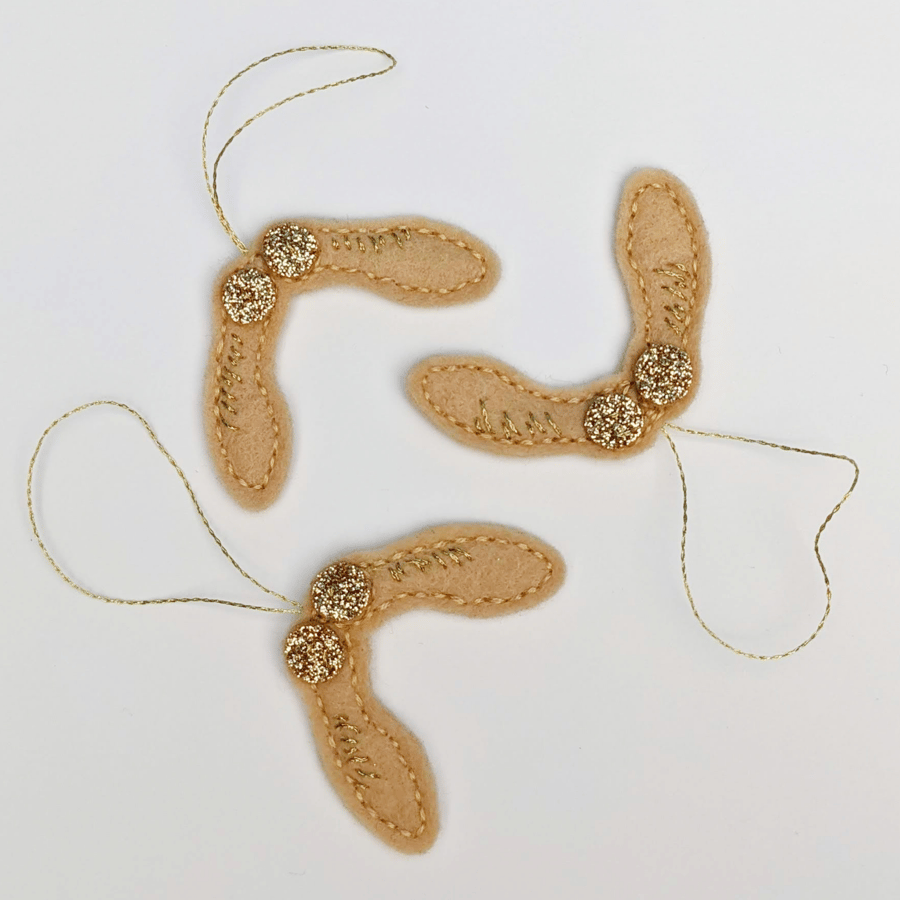3 Sycamore seed hanging decorations