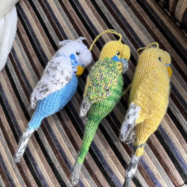 Budgies hand knit customised