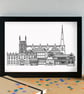 Worcester Skyline Art Print - Image 3