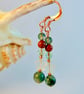 Moss Agate, Jade Star, Red Jasper & Crystal Earrings, Birthday Gifts For Her - Image 1