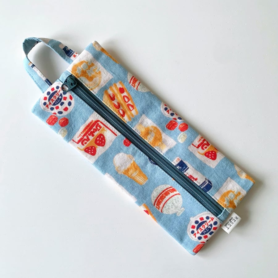Japanese snacks and food fabric slim pencil case, zipper bag, zipped purse