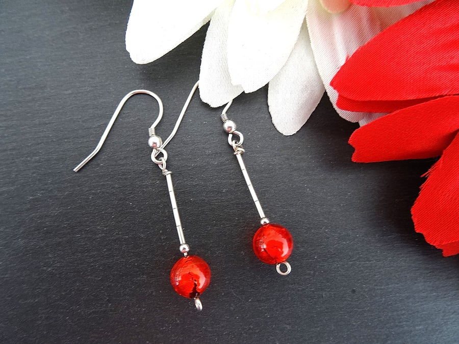 Murano glass and sterling silver earrings