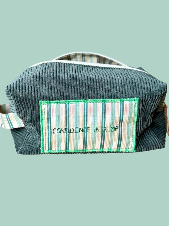 Upcycled Travel-toiletry Pouch - "Confidence in a Zip"