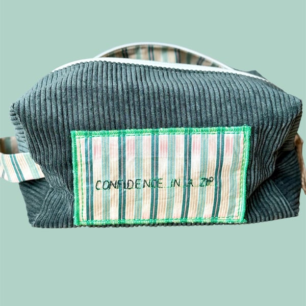 Upcycled Travel-toiletry Pouch - "Confidence in a Zip"