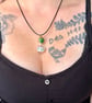 Handmade Mermaid Potion Bottle Necklace – Ocean Glass Pendant with Green Shell  - Image 2