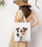 Jack Russell Tote Cotton Shopping Bag.