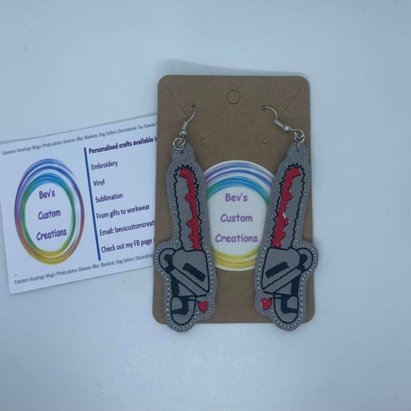 Embroidered Earrings - chainsaw