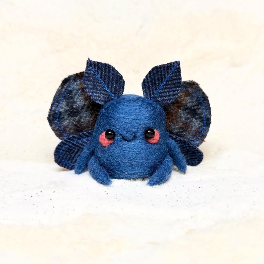 Blue Moth Friend Needlefelted Art Doll
