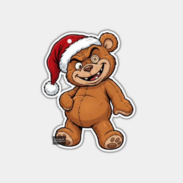 Unique Funny Christmas Gift Tags For Adults, 6pk - Cheeky Scary Teddy Bear